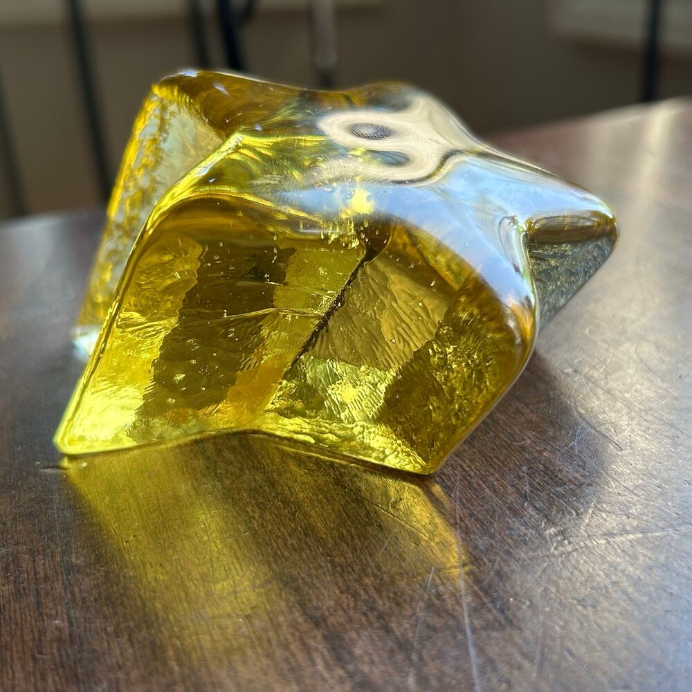 Fire and Light Citrus Yellow Shooting Star Paperweight Vintage